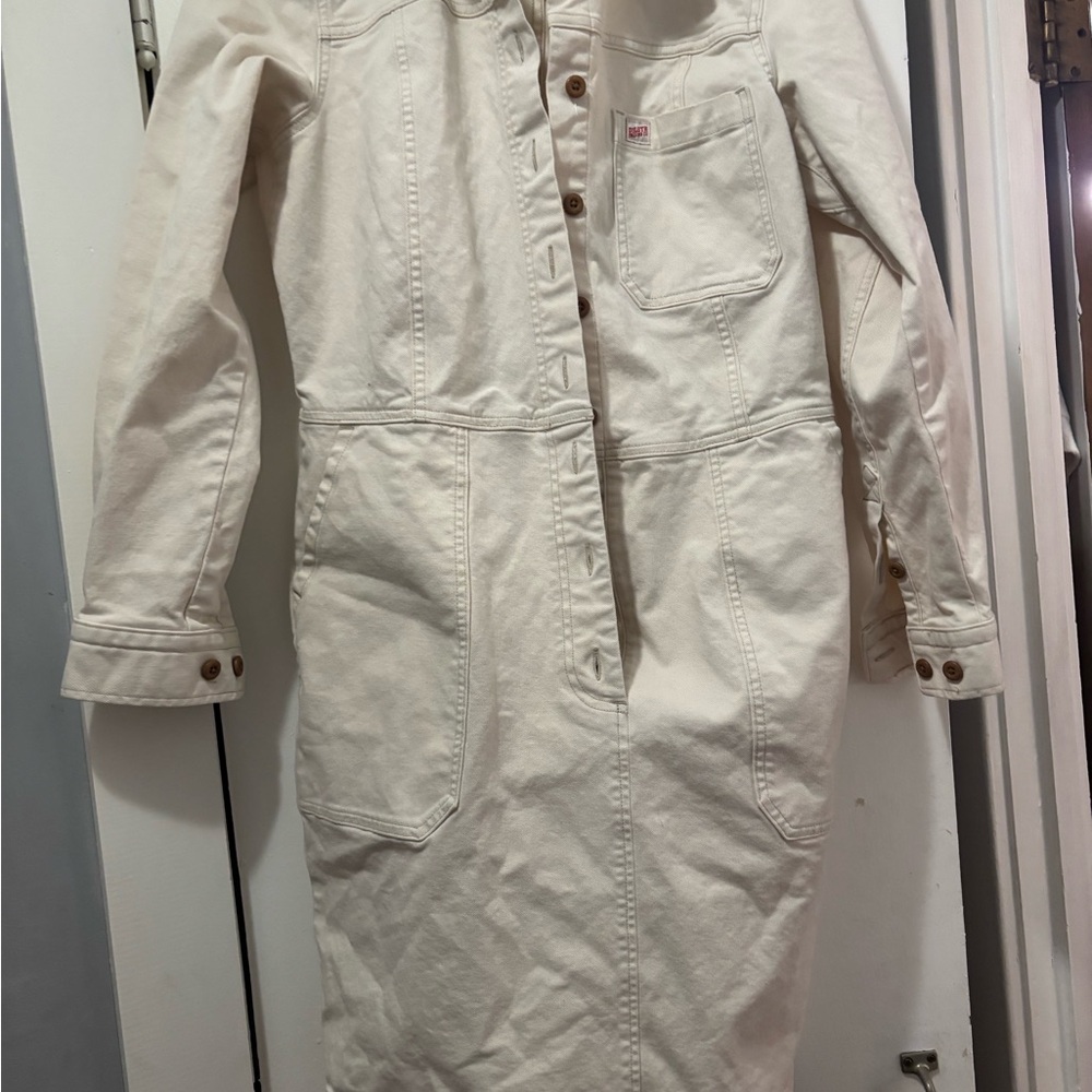 Duluth Trading Company Cream Denim Dress